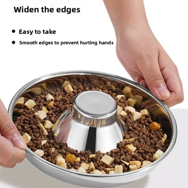 Slow Stainless Steel Feeder Bowl for Cats & Dogs