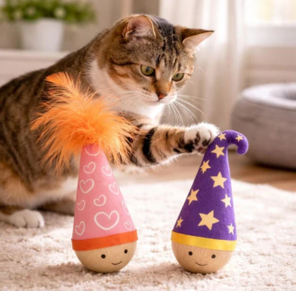 Self Balancing Wand Teaser for Cats Interactive Wobble