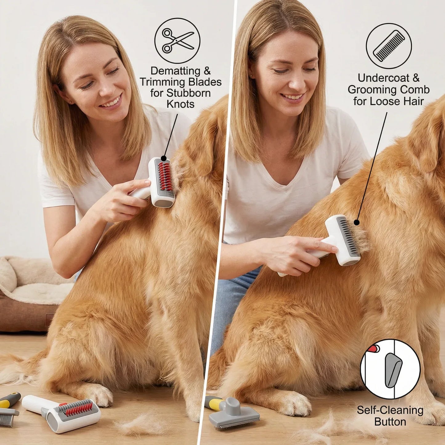 Hair Remover Tool for Cats & Dogs Tangles 2-IN-1