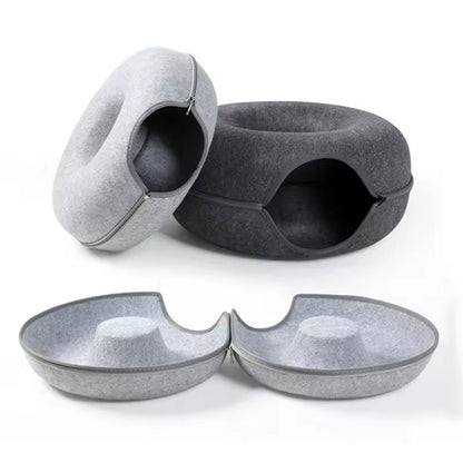 Cozy Interactive Plush Bed for Cats Hideaway Playground