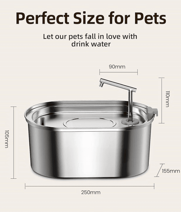 Stainless Steel Water Fountain for Cats Natural Hydration 3.2L