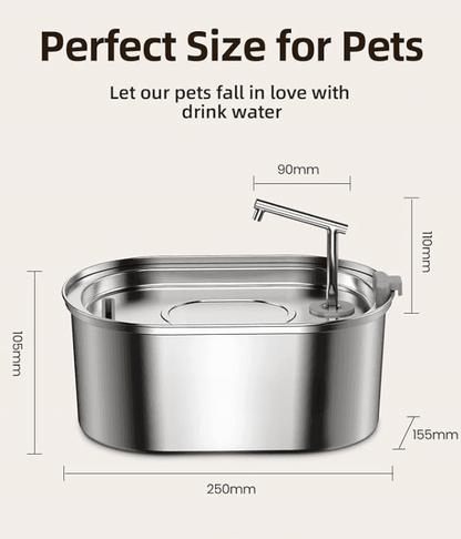 Stainless Steel Water Fountain for Cats Natural Hydration 3.2L