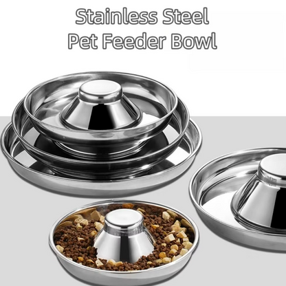 Slow Stainless Steel Feeder Bowl for Cats & Dogs