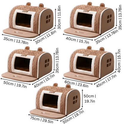 Cozy Plush Bed for Cats & Dogs Enclosed Security