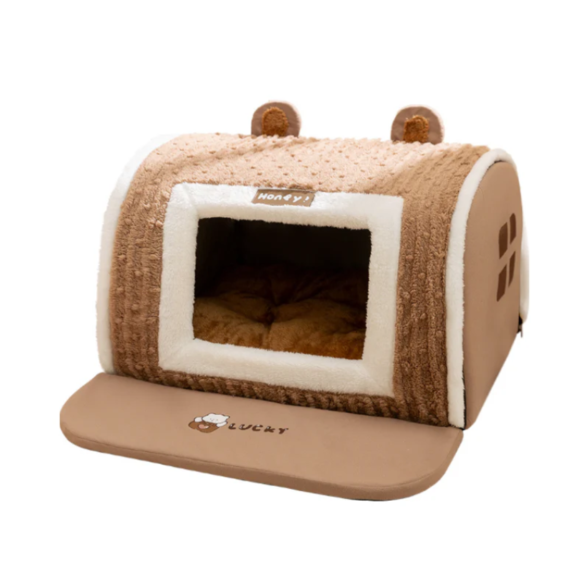 Cozy Plush Bed for Cats & Dogs Enclosed Security