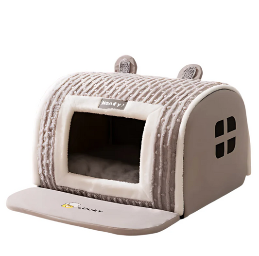 Cozy Plush Bed for Cats & Dogs Enclosed Security
