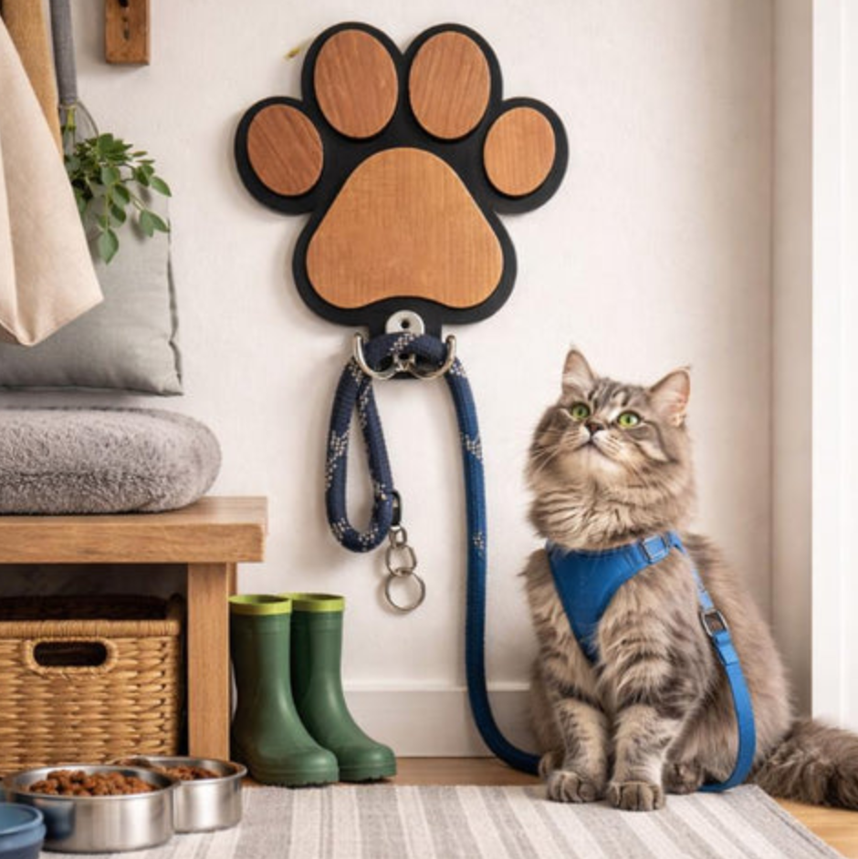 Wooden Leash for Cats & Dogs Vertical Organization