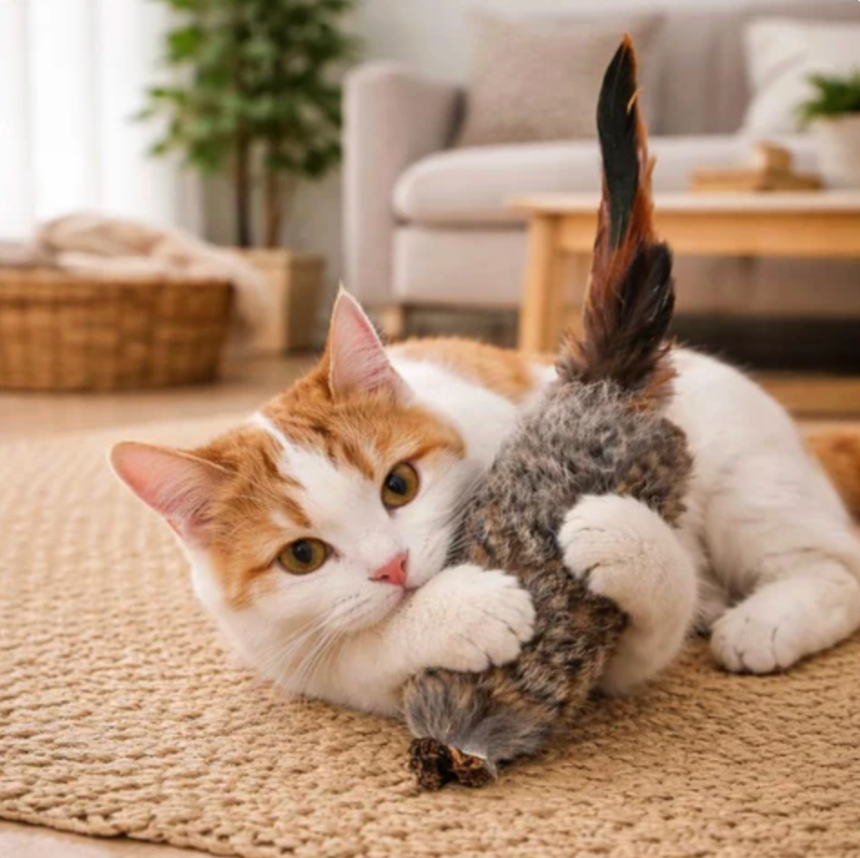 Interactive Faux Fur Wand Teaser for Cats Awaken