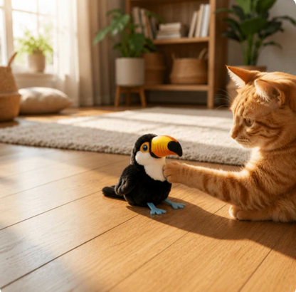 Plush Toy for Cats Touch Activated Bird Trigger