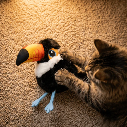Plush Toy for Cats Touch Activated Bird Trigger