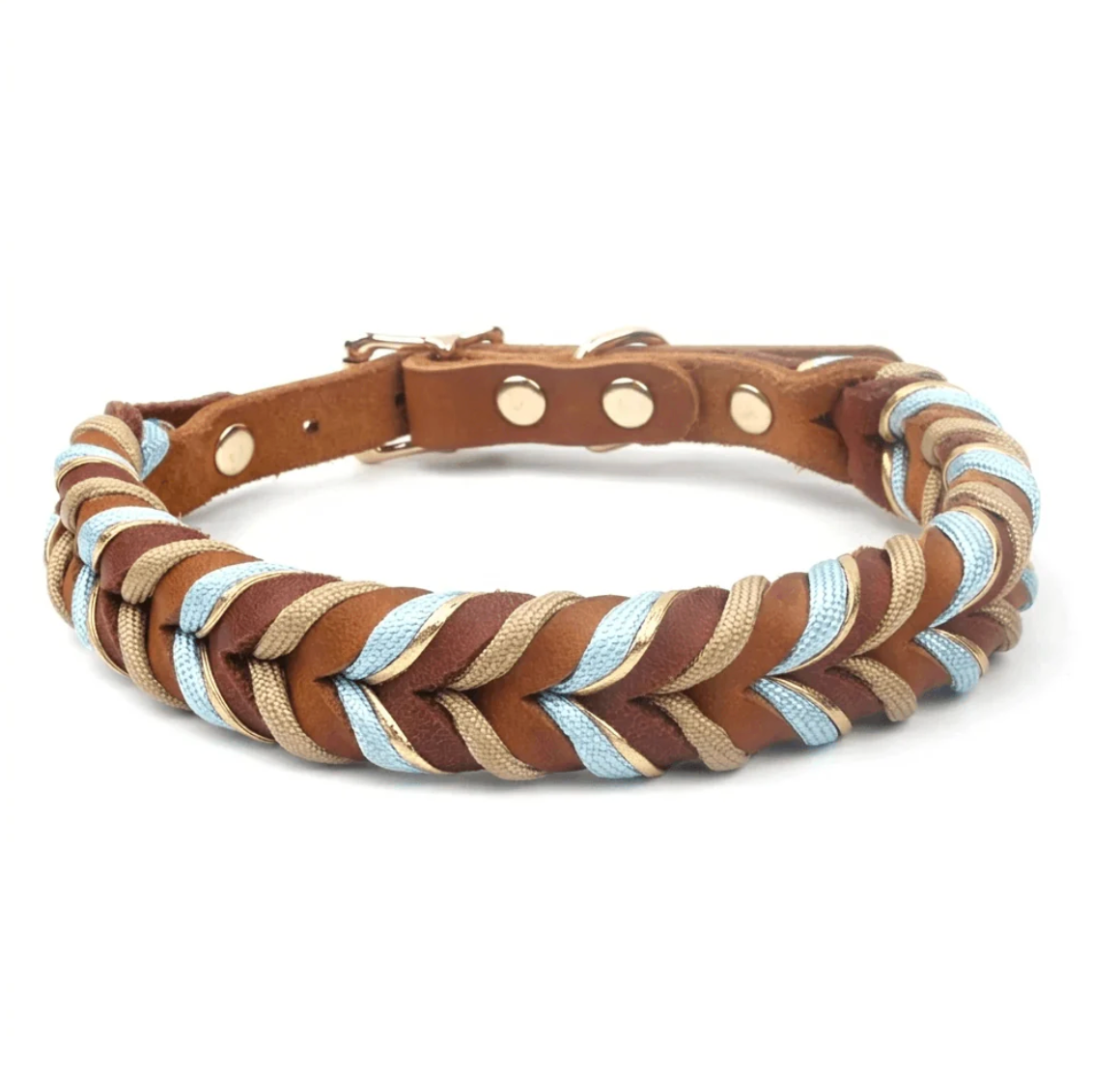 Leather Collar for Dogs Braided Style Everyday Premium