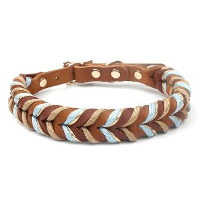 Leather Collar for Dogs Braided Style Everyday Premium