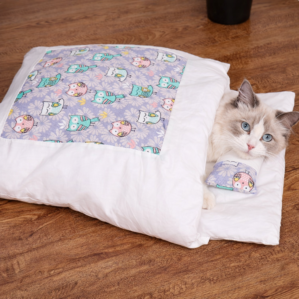 Cozy Plush Bed for Cats & Dogs Enclosed