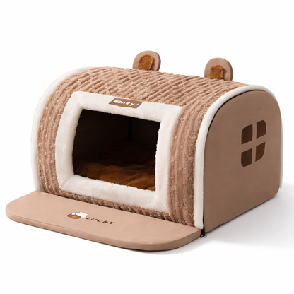 Cozy Plush Bed for Cats & Dogs Enclosed Security