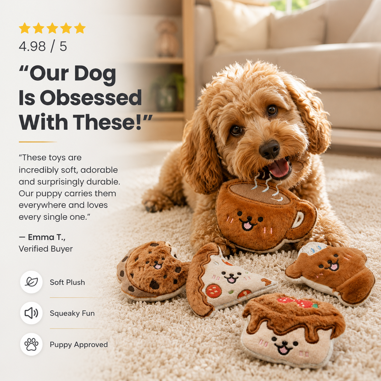 Plush Chew Toy for Dogs Soft Squeaky Toys