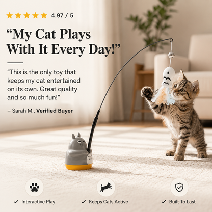 Interactive Wand Teaser for Cats Self Play Hunting