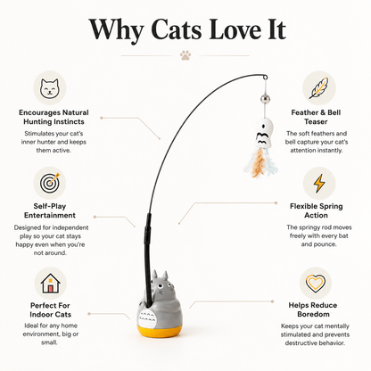 Interactive Wand Teaser for Cats Self Play Hunting