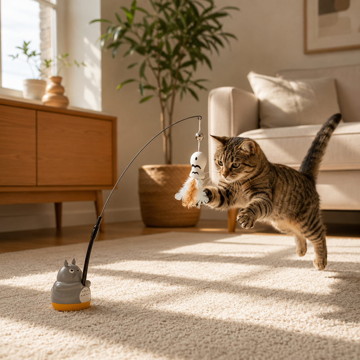 Interactive Wand Teaser for Cats Self Play Hunting
