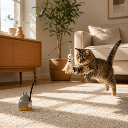 Interactive Wand Teaser for Cats Self Play Hunting