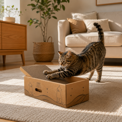 Cardboard Scratching Post for Cats Reversible Scratcher Claw