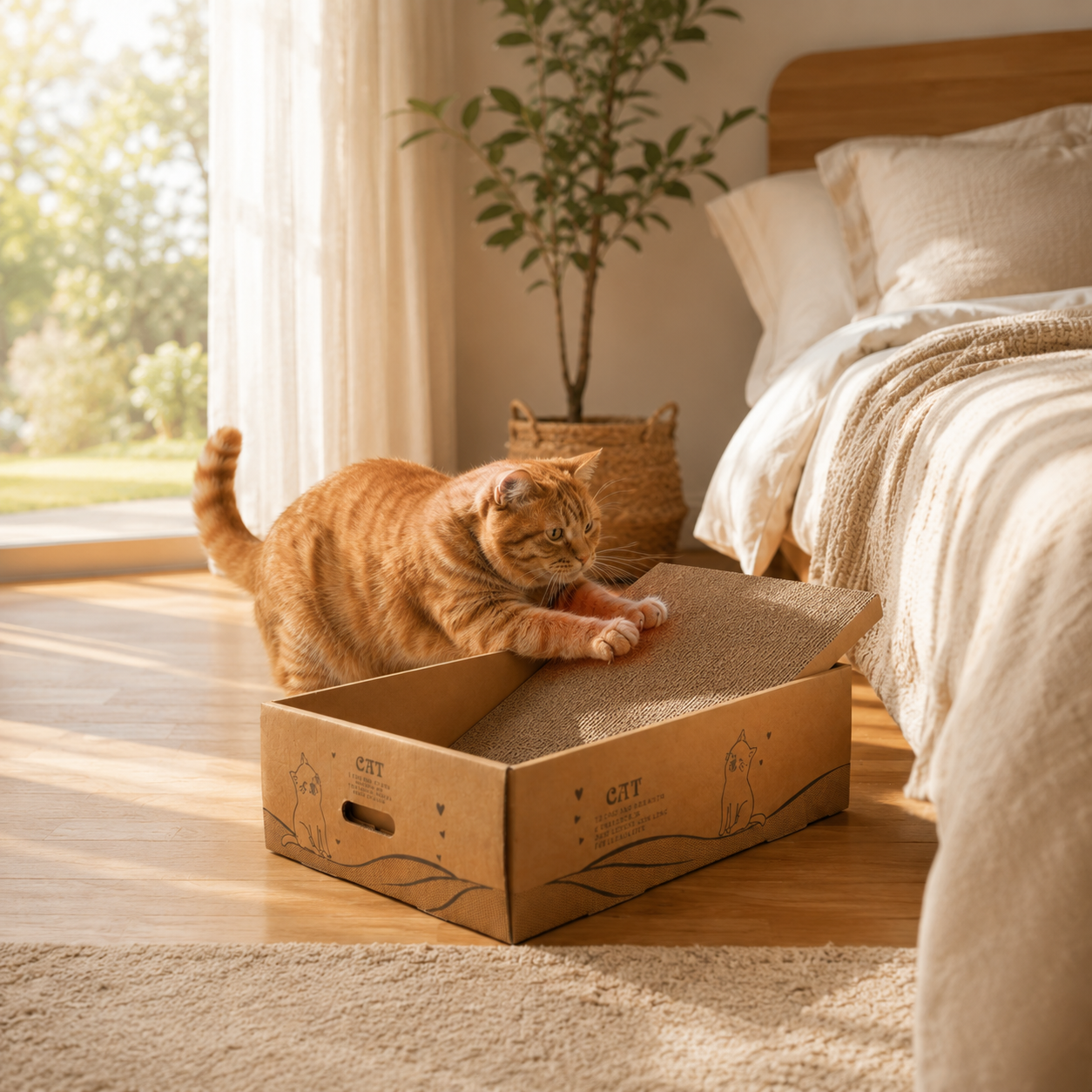Cardboard Scratching Post for Cats Reversible Scratcher Claw