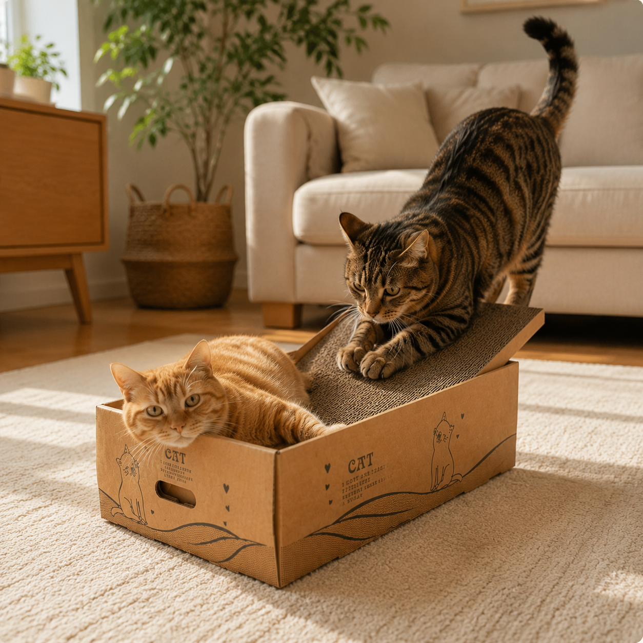 Cardboard Scratching Post for Cats Reversible Scratcher Claw