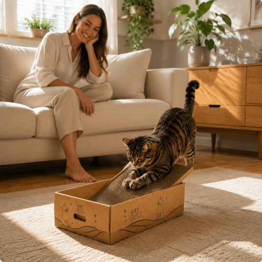 Cardboard Scratching Post for Cats Reversible Scratcher Claw