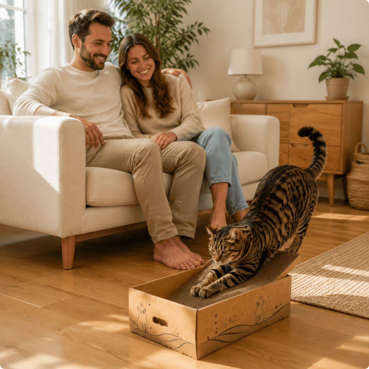 Cardboard Scratching Post for Cats Reversible Scratcher Claw