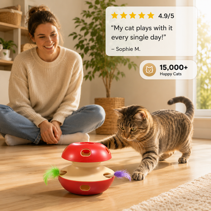 Interactive Wand Teaser for Cats Entertained Activates Natural