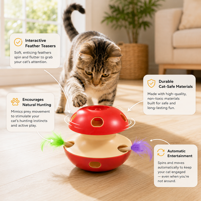 Interactive Wand Teaser for Cats Entertained Activates Natural