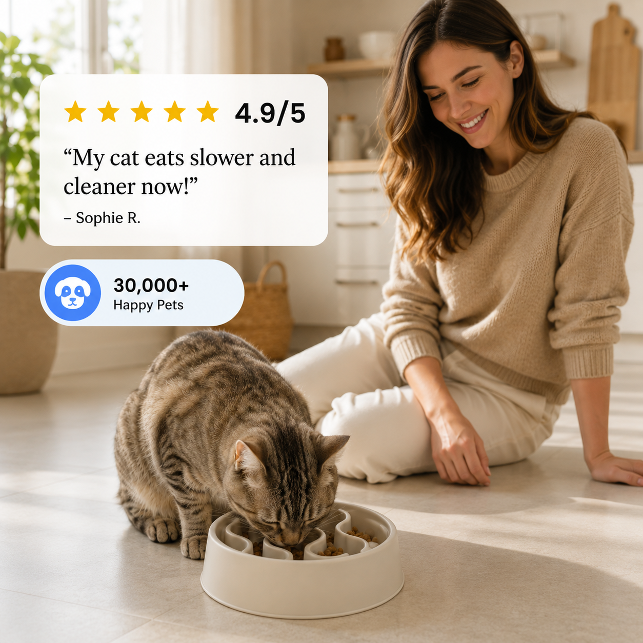 Slow Feeder Bowl for Cats Meal More Encourages