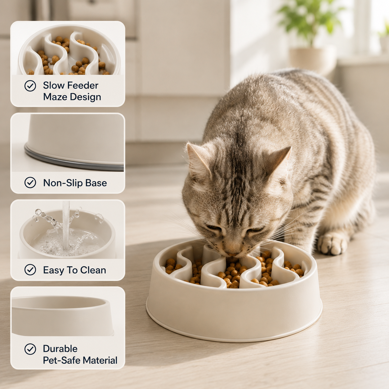 Slow Feeder Bowl for Cats Meal More Encourages