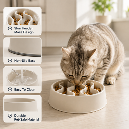 Slow Feeder Bowl for Cats Meal More Encourages