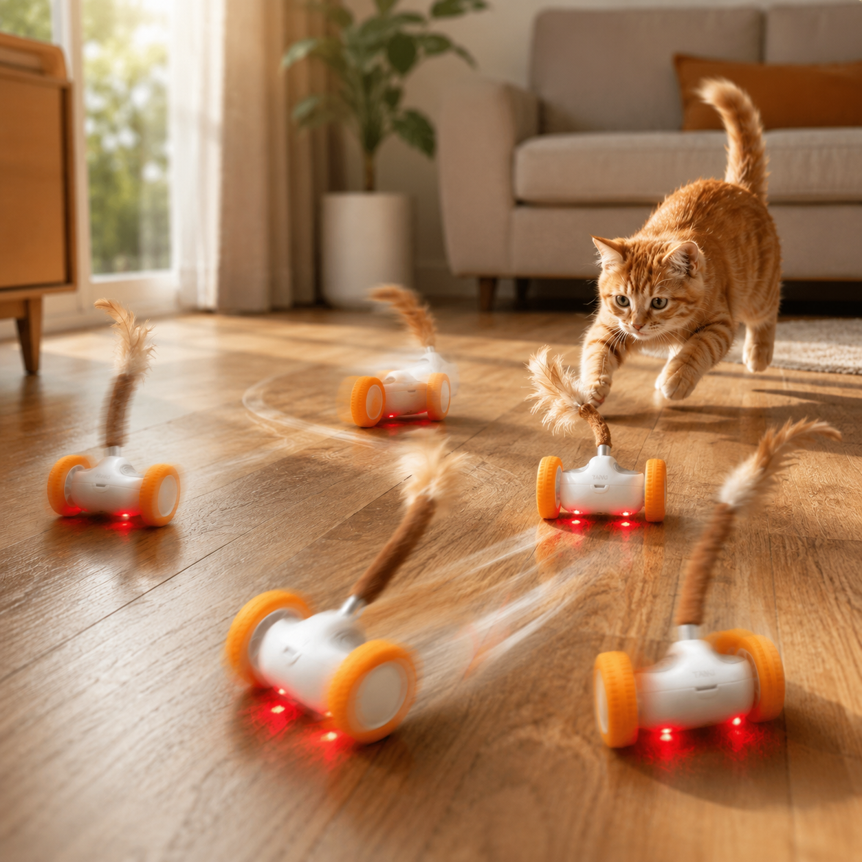 Interactive Wand Teaser for Cats Moving Hunting Entertained
