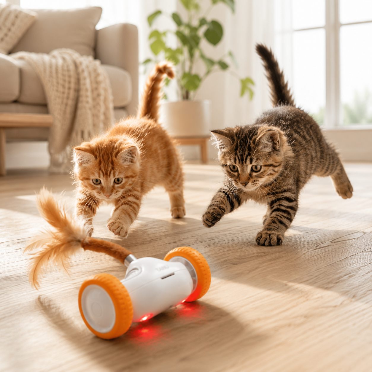 Interactive Wand Teaser for Cats Moving Hunting Entertained