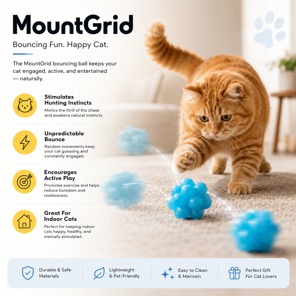 Interactive Ball Toy for Cats Bounce Exciting Chase