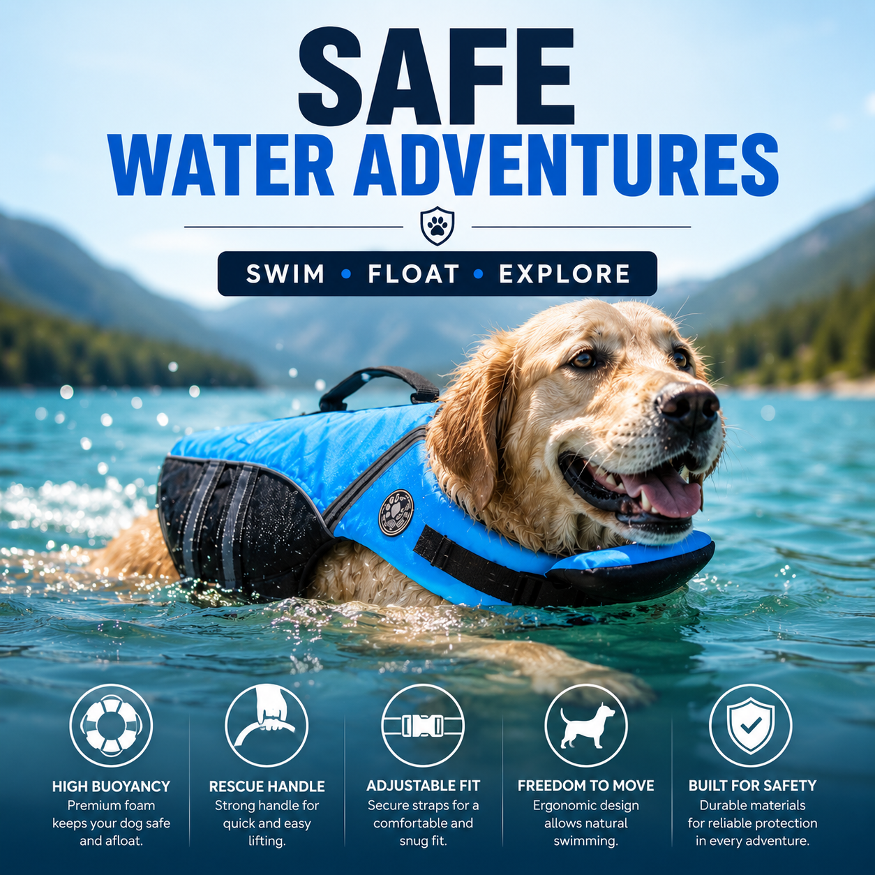 Life Jacket for Dogs Water Adventure Safe Stress