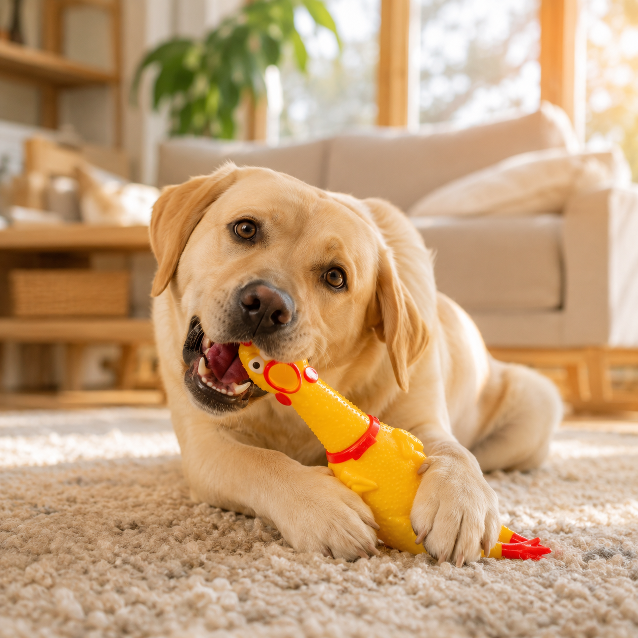 Interactive Rubber Toy for Dogs Play Session Laugh