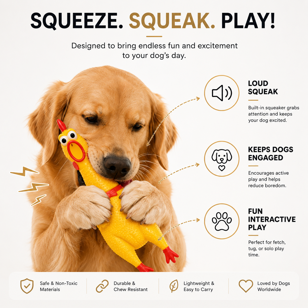 Interactive Rubber Toy for Dogs Play Session Laugh