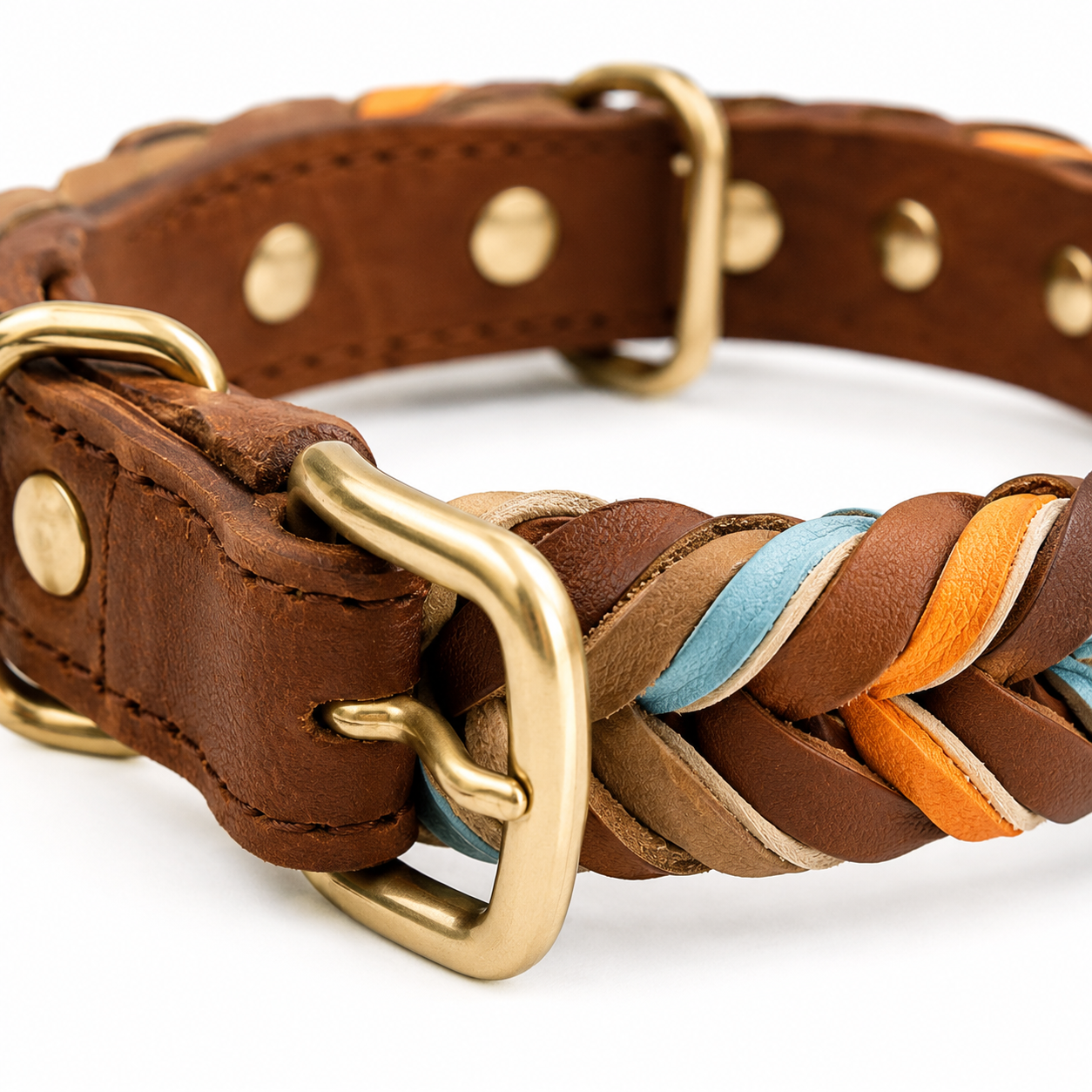 Leather Collar for Dogs Braided Style Everyday Premium