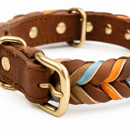 Leather Collar for Dogs Braided Style Everyday Premium
