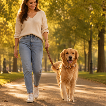 Leather Collar for Dogs Braided Style Everyday Premium