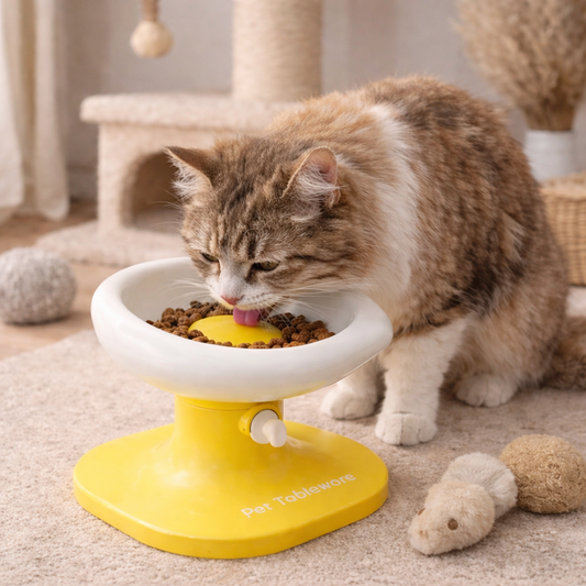Elevated Slow Feeder Bowl for Cats & Dogs
