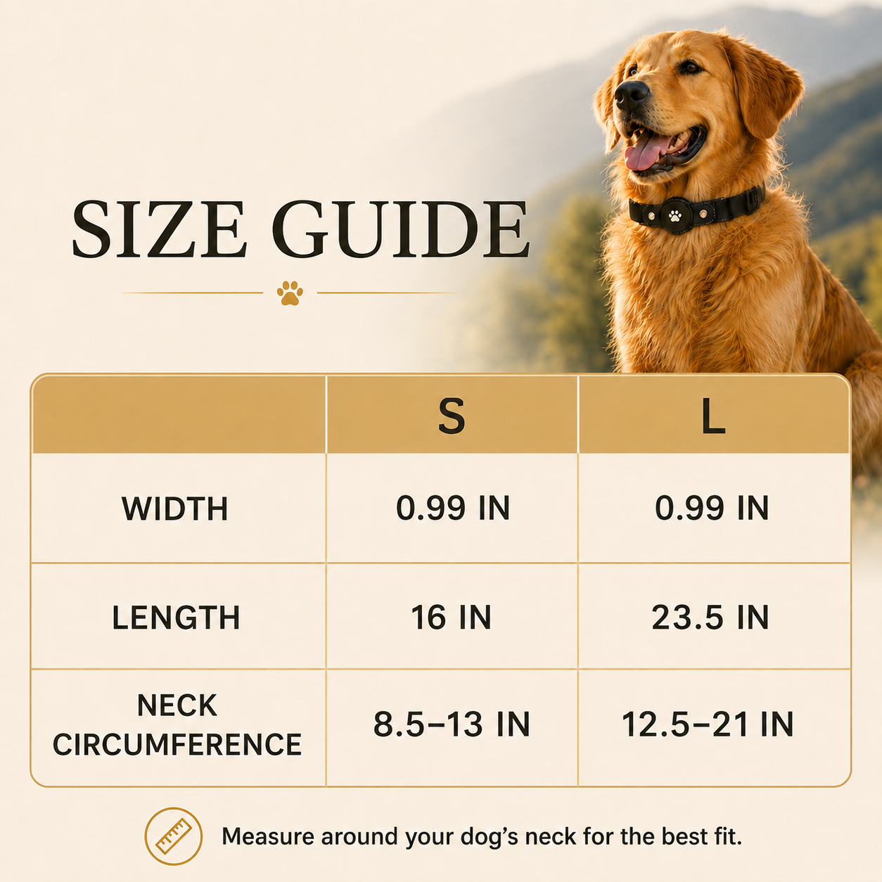 Waterproof GPS Tracker Dog Collar – Real-Time Location Tracking, No Monthly Fee, Works with Apple Find My & Android