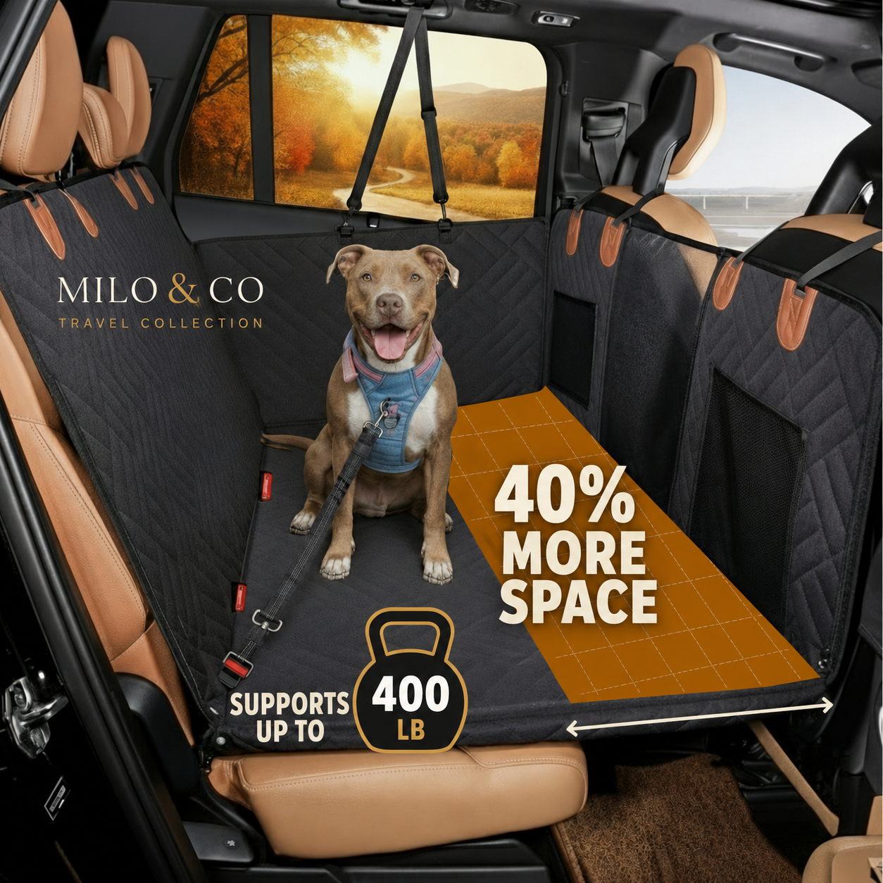 Hard Bottom Dog Car Seat Cover & Back Seat Extender