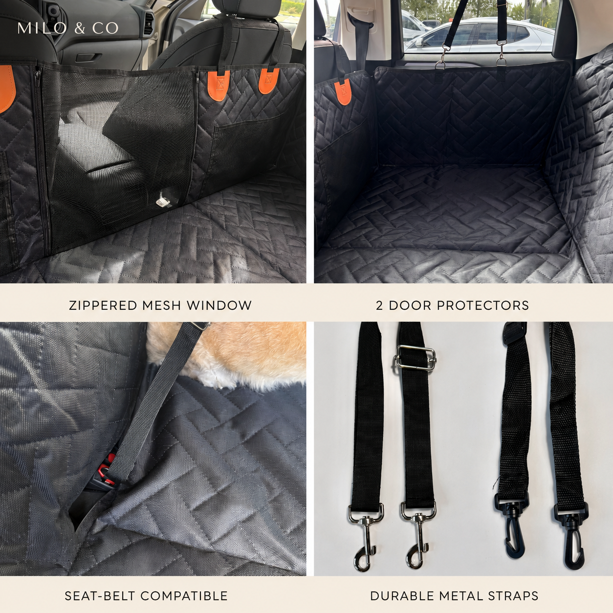 Hard Bottom Dog Car Seat Cover & Back Seat Extender