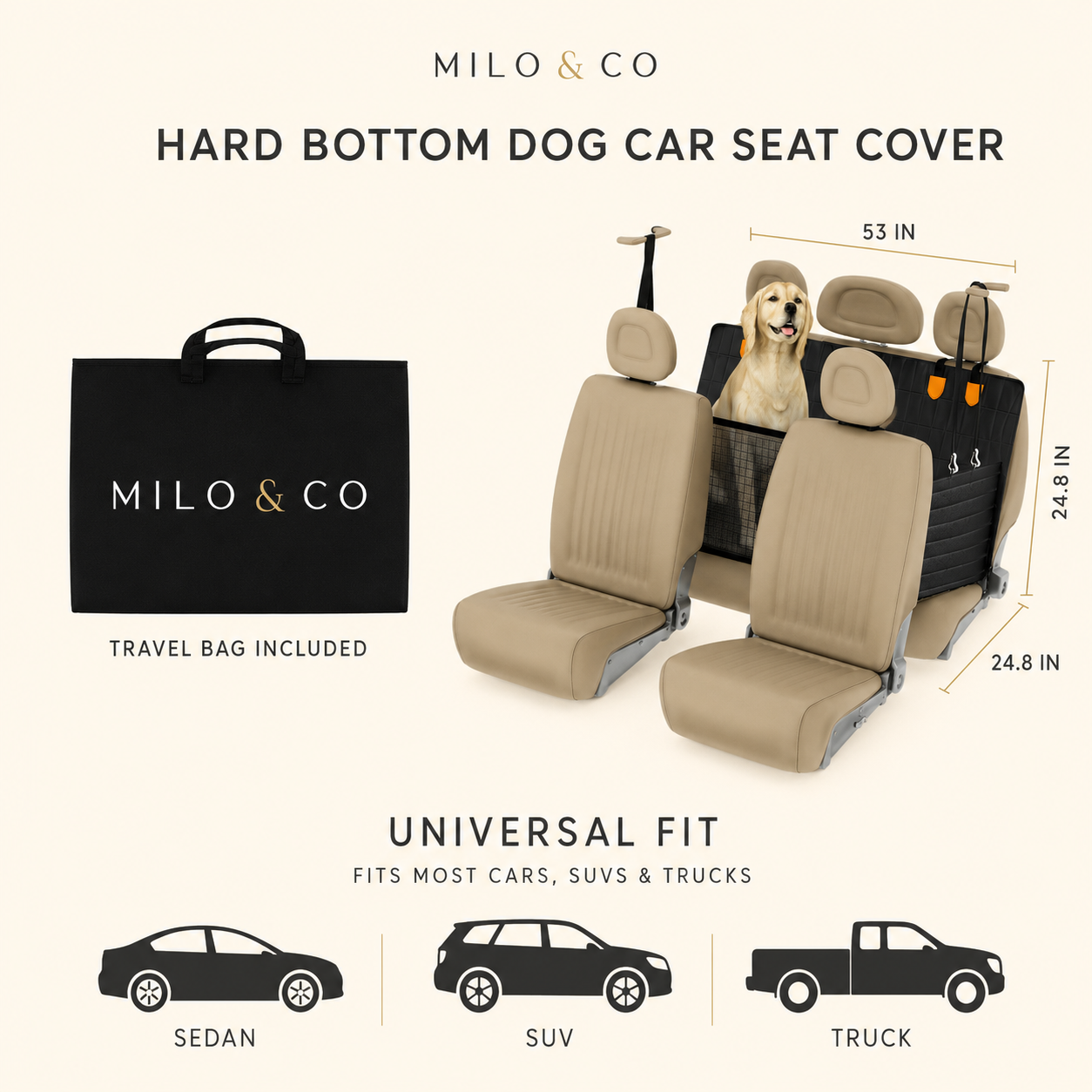 Hard Bottom Dog Car Seat Cover & Back Seat Extender
