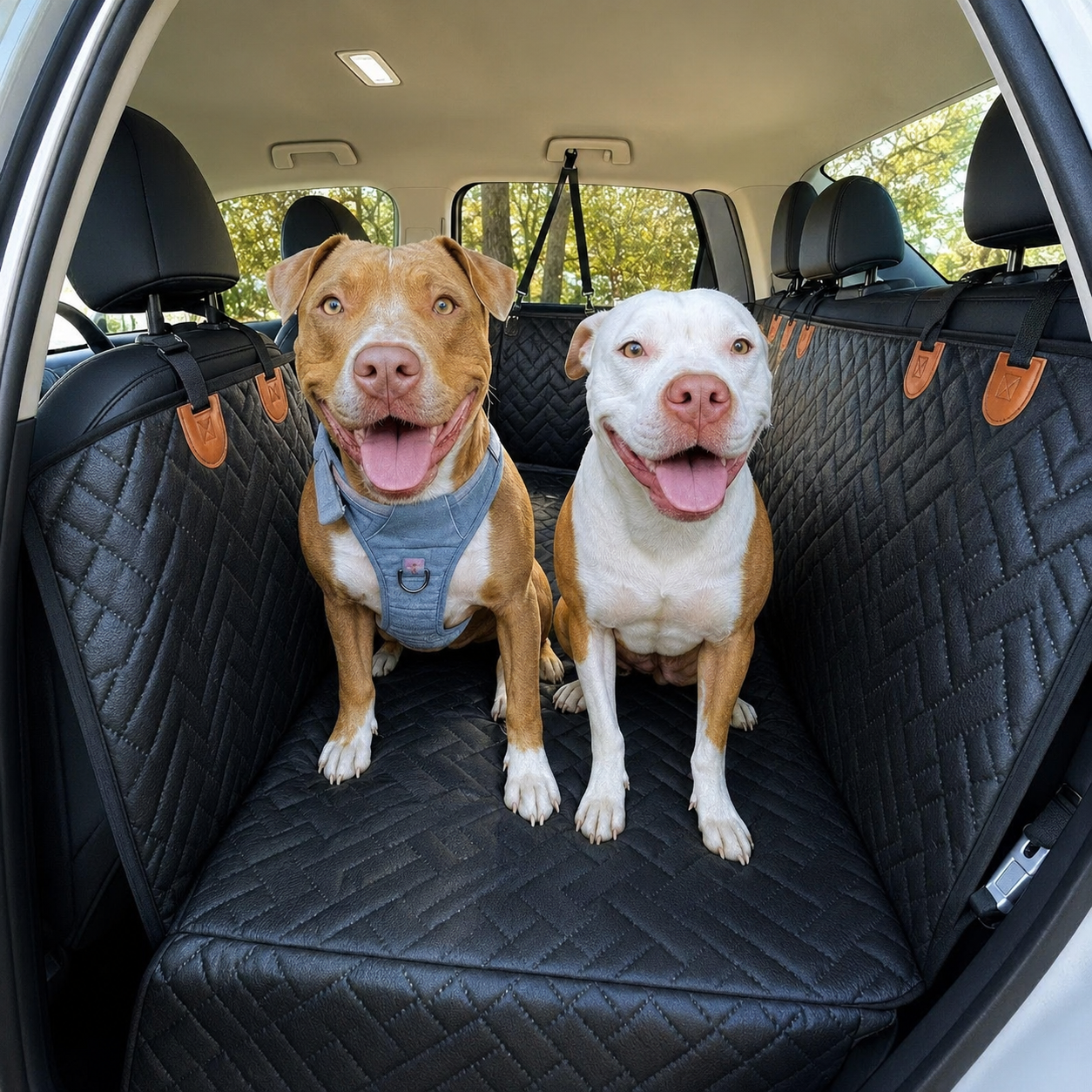 Hard Bottom Dog Car Seat Cover & Back Seat Extender