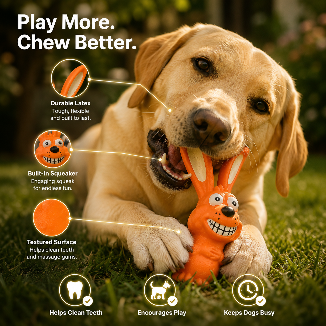 Dental Care Tool for Dogs Natural Latex Squeaky