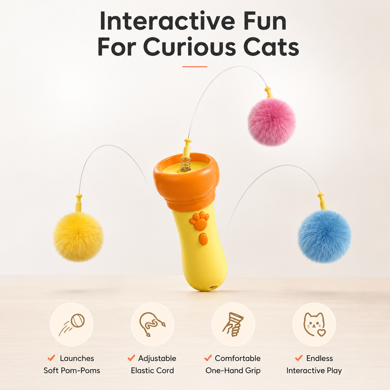 Electric Interactive Plush Wand Teaser for Cats Automatic